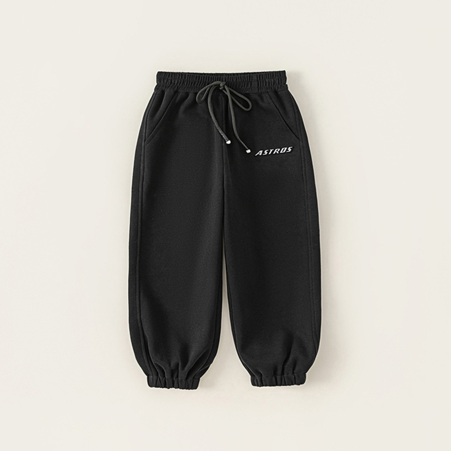 童裝褲子男童衛褲秋款純色運動褲兒童休閒字母印花抽繩束腳褲