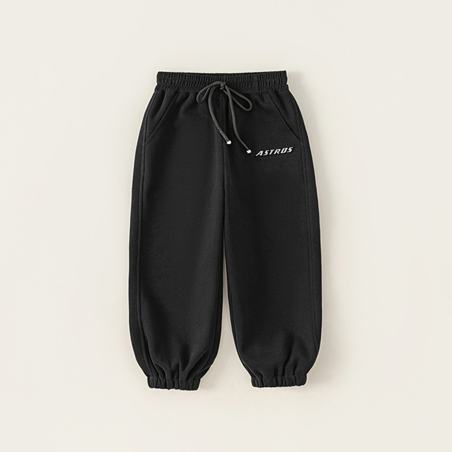 童裝褲子男童衛褲秋款純色運動褲兒童休閒字母印花抽繩束腳褲