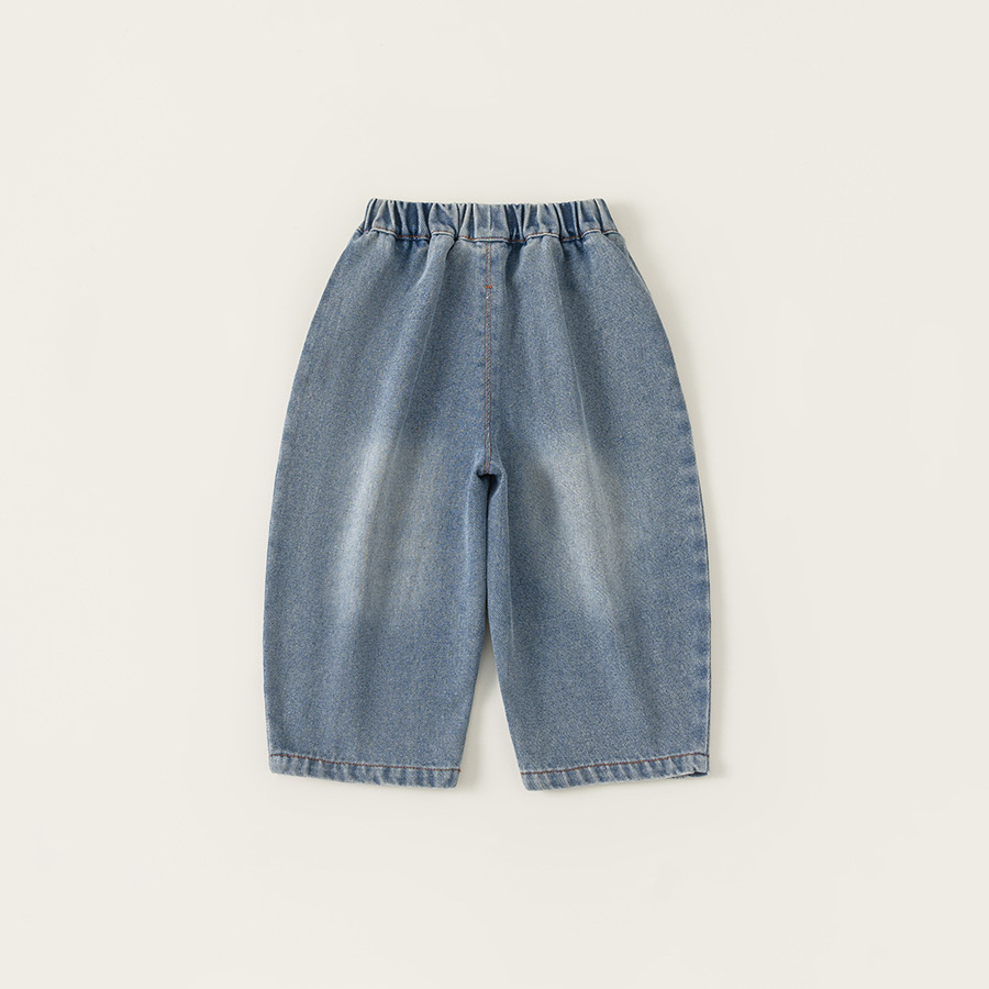 童裝男童牛仔褲春季新品簡約拼接兒童彎刀褲長褲潮