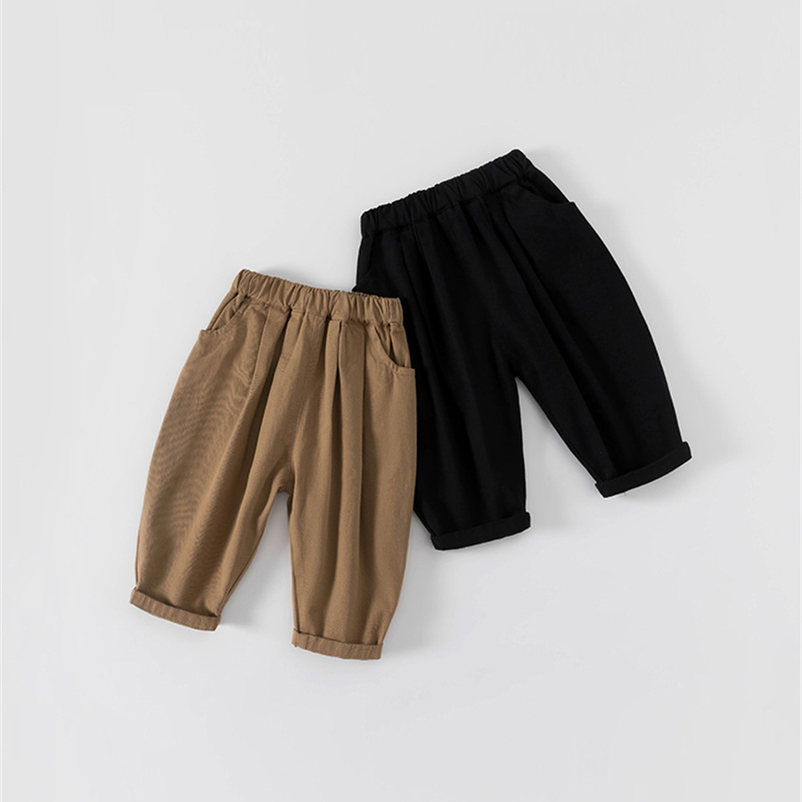 童裝春秋休閒男女童純色寬鬆長褲兒童褲子小童直筒褲