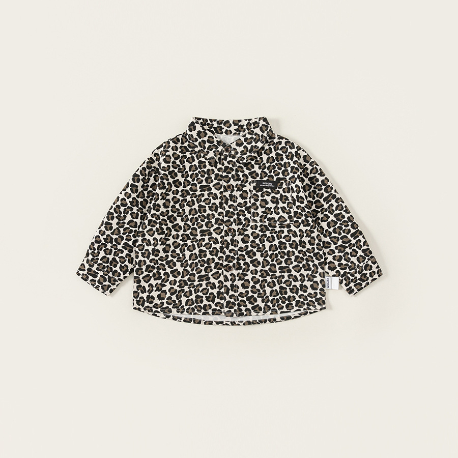 童裝男童襯衫時髦豹紋兒童上衣春季新品滿印寶寶衣服時尚單品