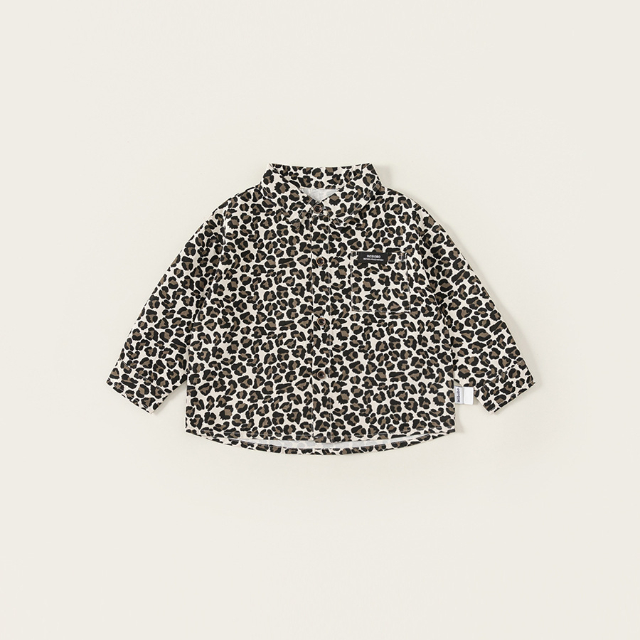 童裝男童襯衫時髦豹紋兒童上衣春季新品滿印寶寶衣服時尚單品