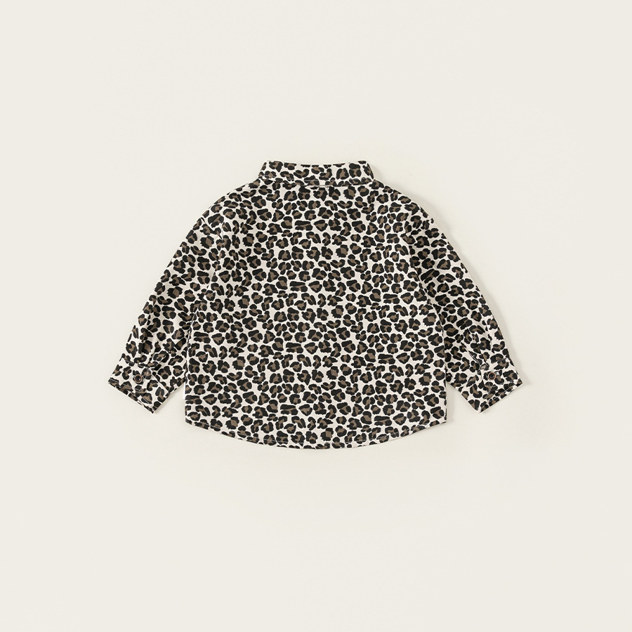 童裝男童襯衫時髦豹紋兒童上衣春季新品滿印寶寶衣服時尚單品
