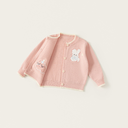 童裝女童毛衣春季新品粉色甜美寶寶上衣開衫毛線針織兒童外套