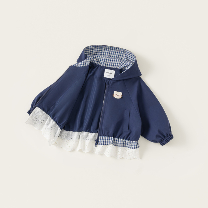童裝女童外套春季新品連帽花邊兒童拉鍊衫衣服百搭中小童上衣