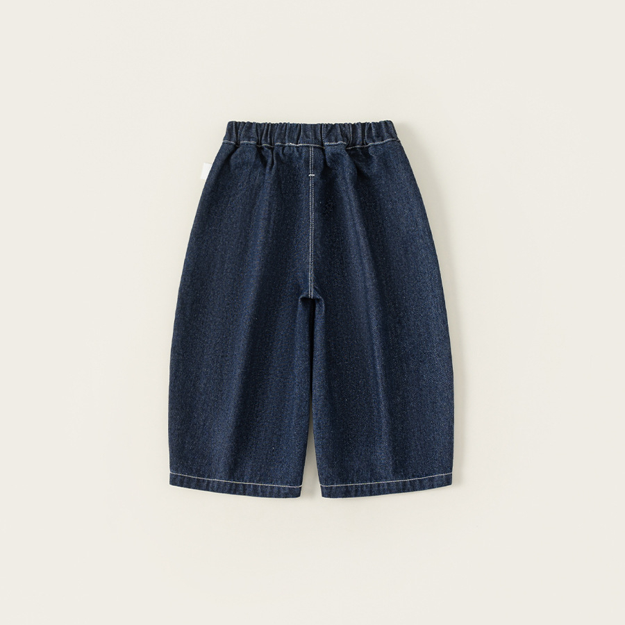 童裝女童褲子春季新品拼接洋氣兒童直筒褲卡通中小童牛仔褲潮