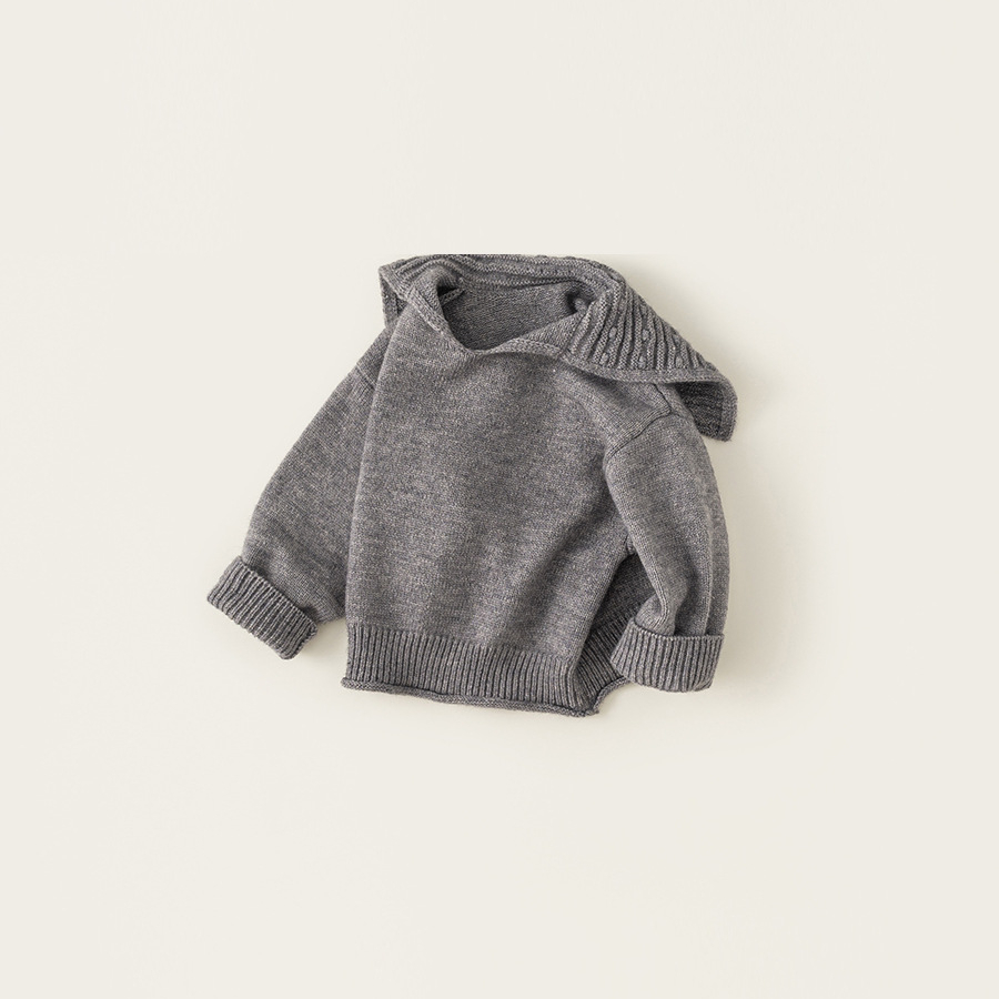 童裝女童純色針織毛衣秋季新款套頭衫中小童大翻領毛線衣兒童