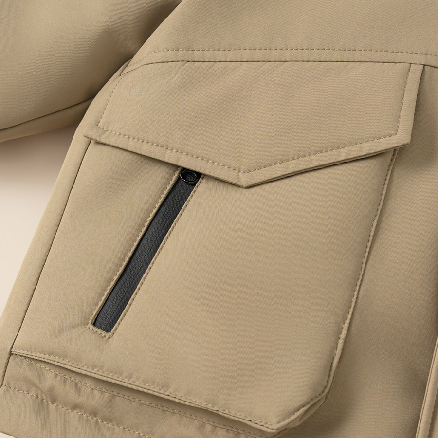 童装冬款儿童衣服男孩子工装外套魔术贴连帽上衣男童羽绒服