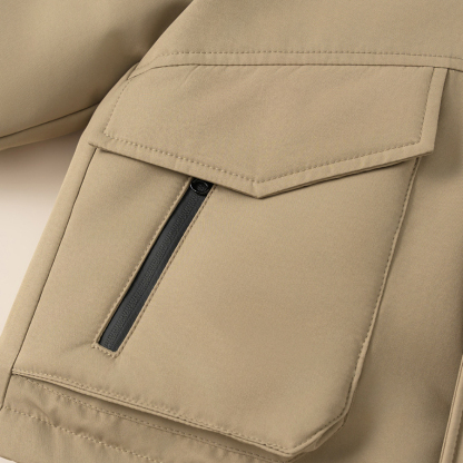 童装冬款儿童衣服男孩子工装外套魔术贴连帽上衣男童羽绒服