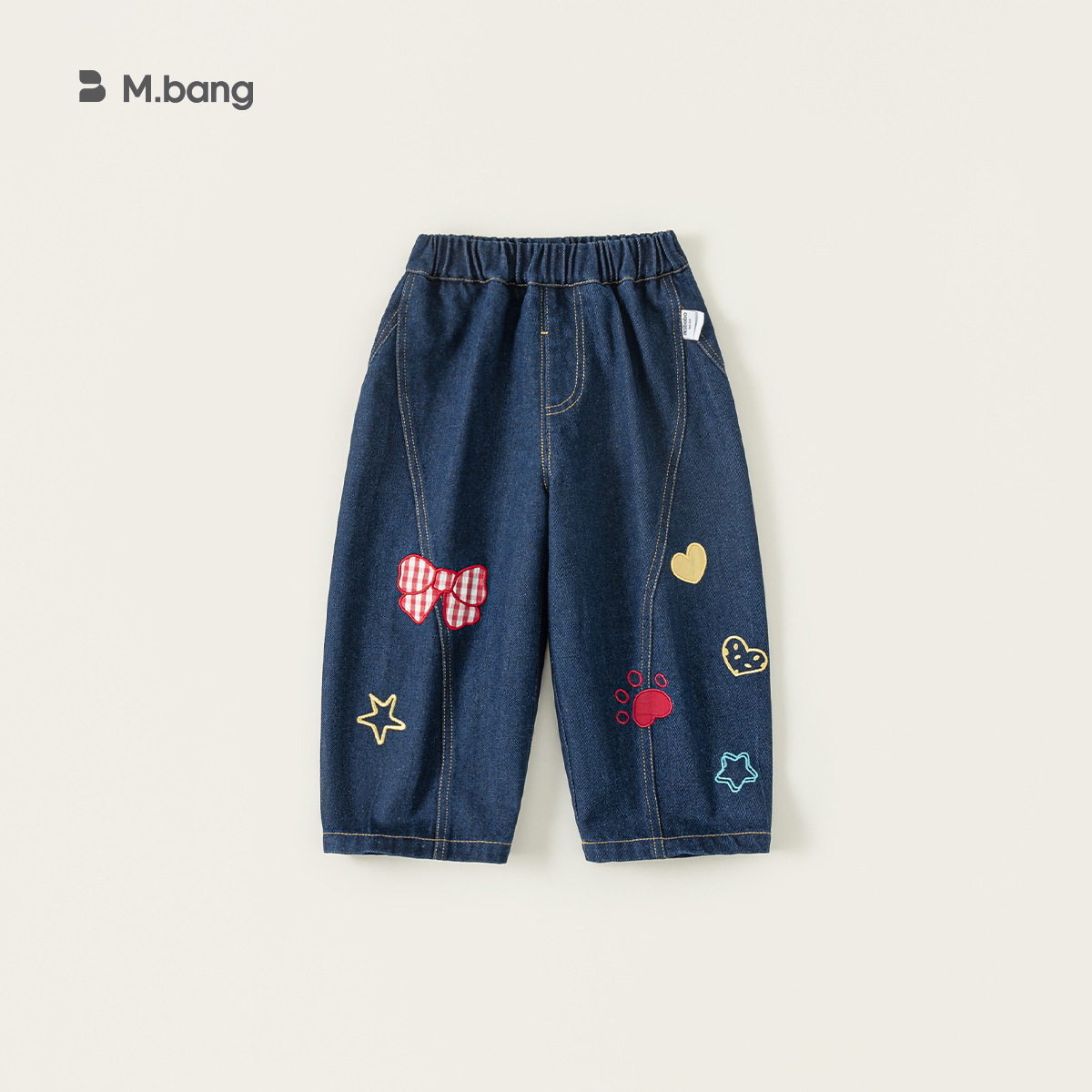 童裝女童褲子春季新品蝴蝶結兒童牛仔褲寬鬆寶寶長褲