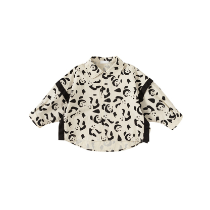 童裝男童襯衣秋季新品熊貓個性兒童襯衫長袖小童襯衣潮流