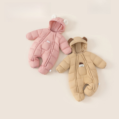 童裝嬰兒連體羽絨服男童寶寶冬季連體衣爬服白鴨絨保暖加厚