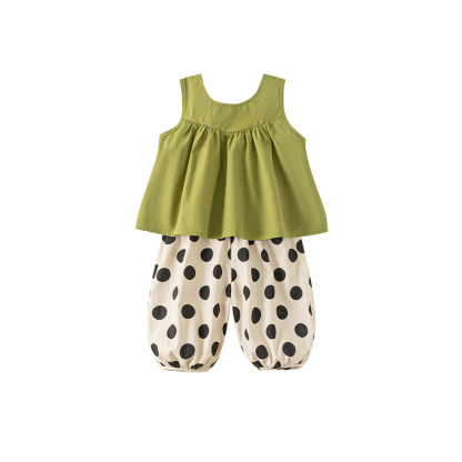 童裝夏季新款韓版寶寶無袖背心闊腿褲女童兩件套時髦兒童套裝