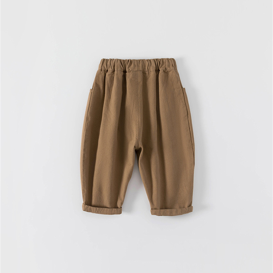 童裝春秋休閒男女童純色寬鬆長褲兒童褲子小童直筒褲