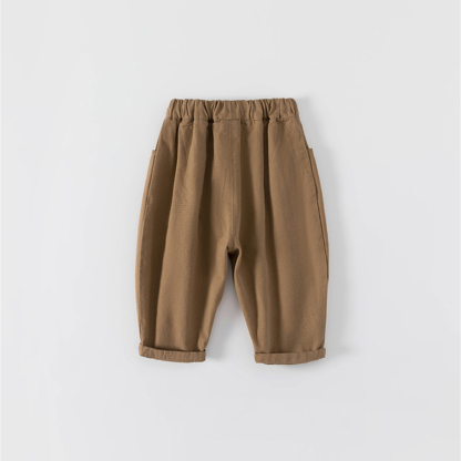 童裝春秋休閒男女童純色寬鬆長褲兒童褲子小童直筒褲