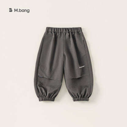 童裝秋季新款兒童褲子男童工裝褲純色休閒束腳褲男孩長褲