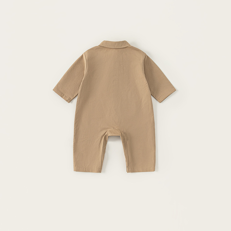 秋季新款新生兒衣服翻領長袖卡通蘑菇男寶寶連體衣男童爬服