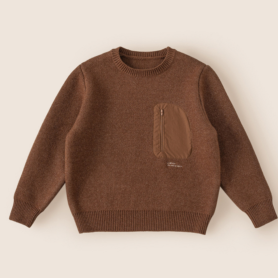 童裝兒童拉鍊口袋針織衫中大童加厚上衣男童毛衣休閒冬裝新款