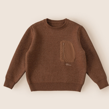 童裝兒童拉鍊口袋針織衫中大童加厚上衣男童毛衣休閒冬裝新款