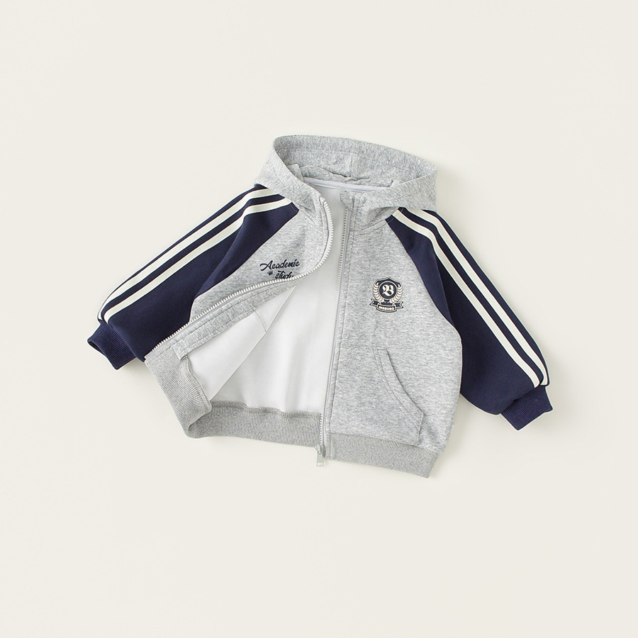 童裝男童連帽外套春季新款兒童春裝上衣中小童撞色拉鍊開衫