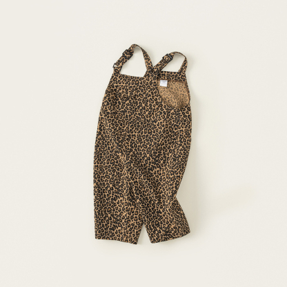 童裝兒童揹帶褲春季復古豹紋男童寬鬆長褲女童休閒漁夫褲