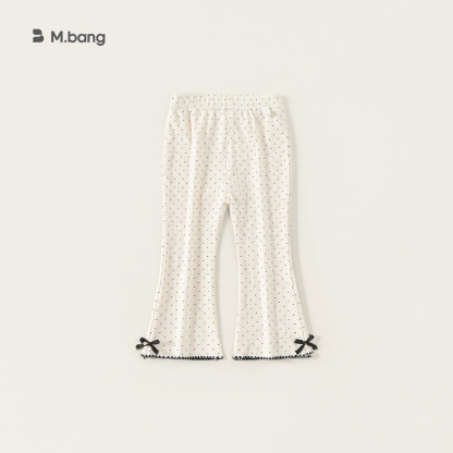 童裝女童打底褲新品波點蝴蝶結女孩子外穿褲子小童微喇長褲