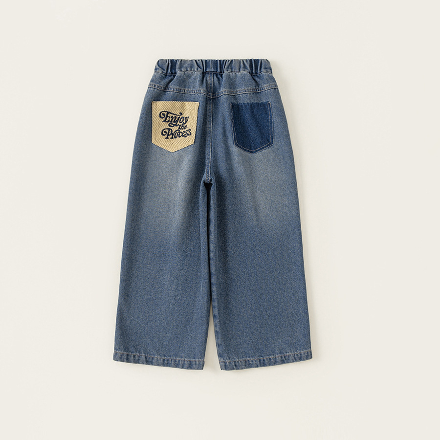 童裝秋裝兒童褲子新款秋季百搭直筒褲女童寬鬆牛仔褲長褲