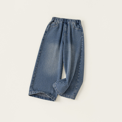 童裝秋裝兒童褲子新款秋季百搭直筒褲女童寬鬆牛仔褲長褲