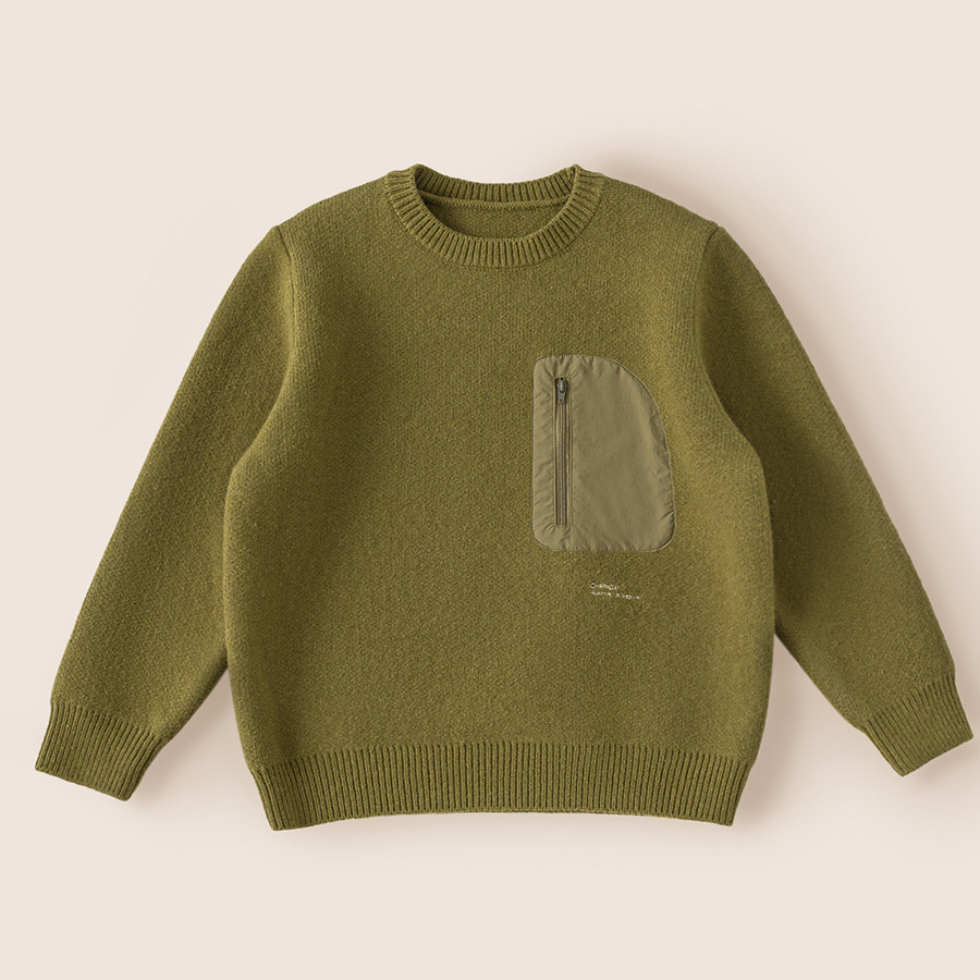 童裝兒童拉鍊口袋針織衫中大童加厚上衣男童毛衣休閒冬裝新款