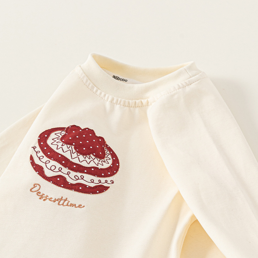 童裝女童T恤春季新品拼接時髦兒童上衣波點圓領小童長袖衣服