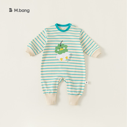 童裝寶寶連體衣春秋新生兒衣服兒童卡通條紋爬服外穿