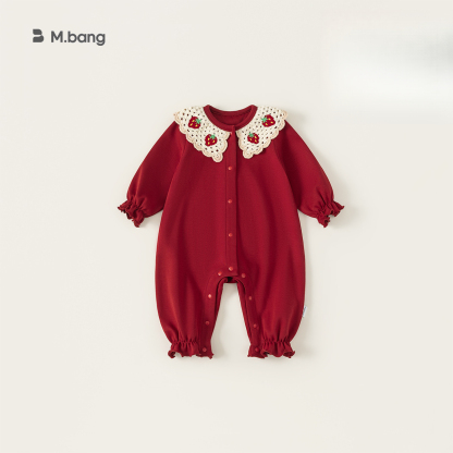 秋季新款兒童服裝荷葉邊甜美秋季套裝新生兒連體衣女嬰連體褲