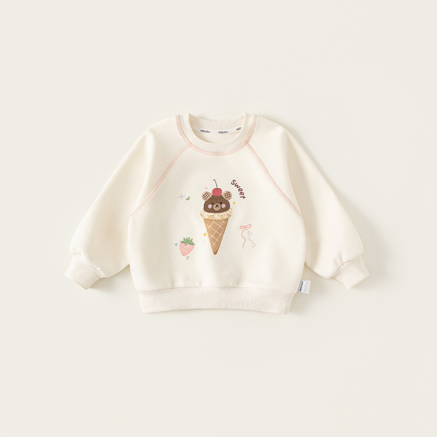 童裝女童上衣時髦春季新品卡通寶寶套頭衫百搭圓領小童衛衣