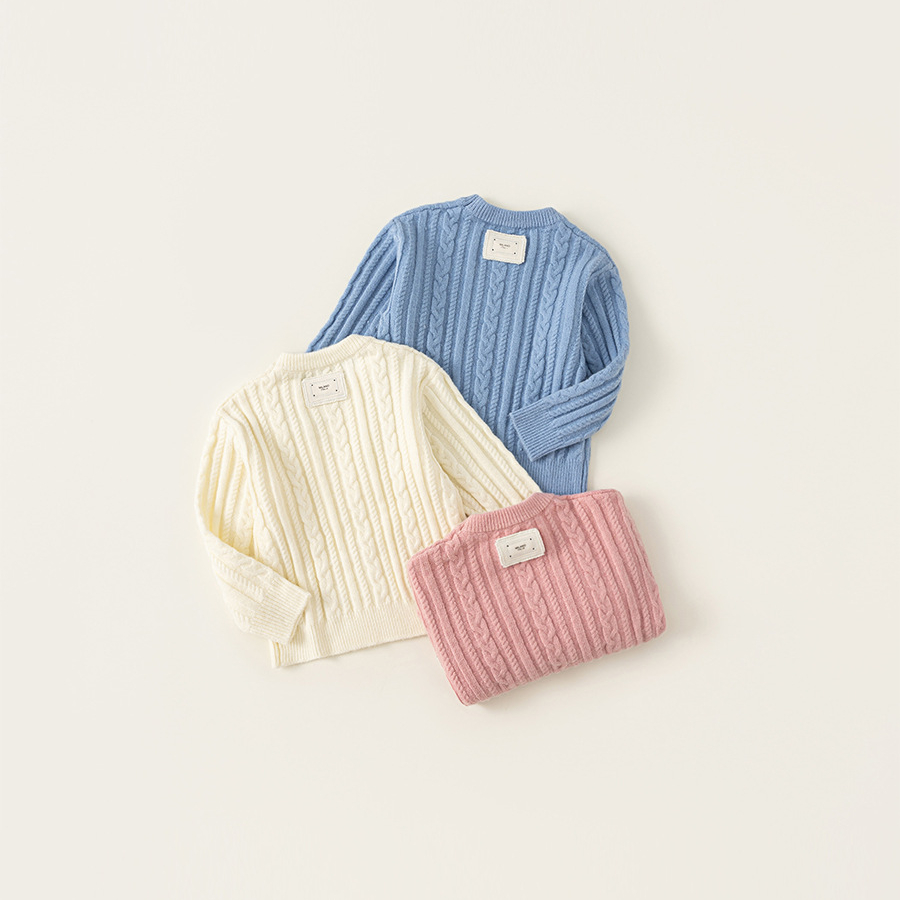 童裝男童毛衣春款針織衫男孩春裝純色寶寶內搭柔軟圓領上衣