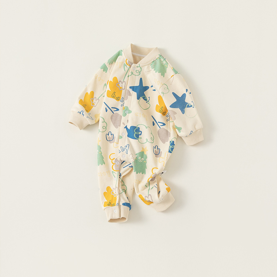 童裝兒童連體衣韓版嬰幼童衣服春裝新品寶寶卡通爬服外出服