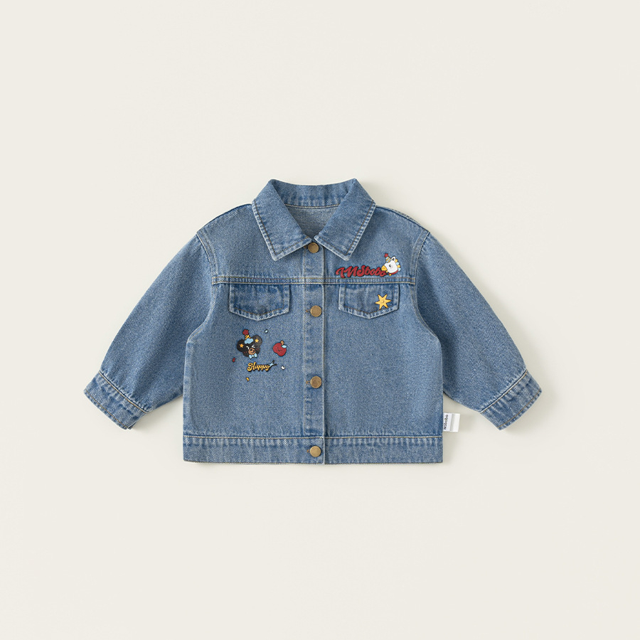 童裝潮流男童外套卡通印花兒童上衣春季新品時尚小童牛仔衣