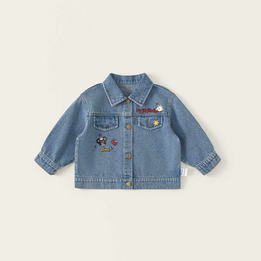 童裝潮流男童外套卡通印花兒童上衣春季新品時尚小童牛仔衣