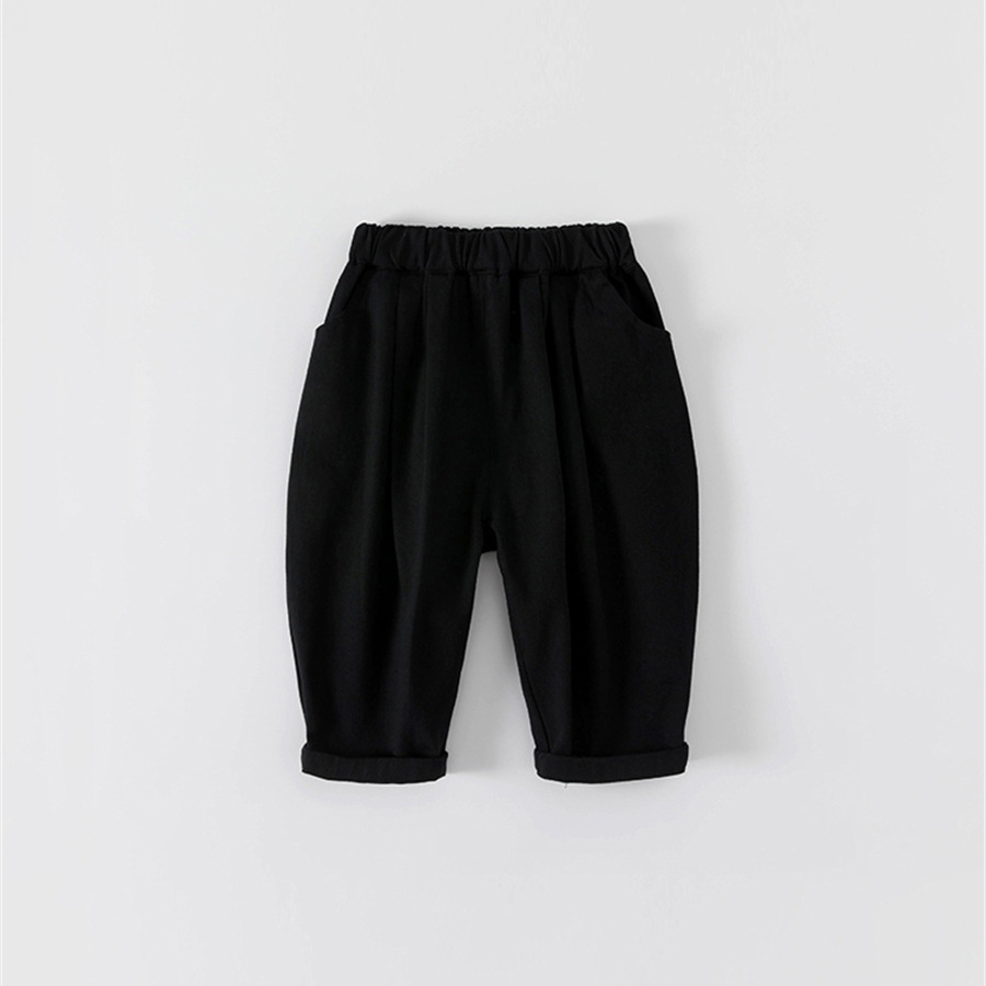 童裝春秋休閒男女童純色寬鬆長褲兒童褲子小童直筒褲