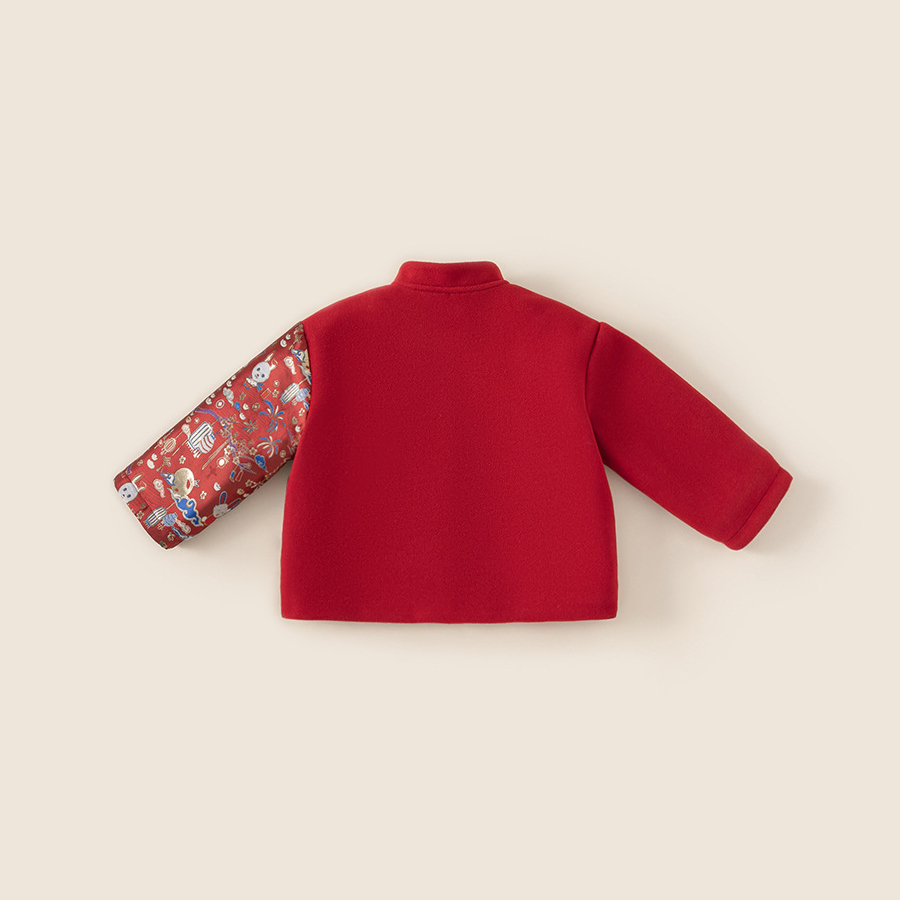 童裝男童紅色外套冬季拜年服兒童喜慶加厚保暖棉衣