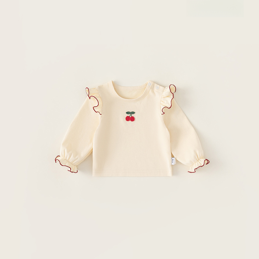 童裝女童T恤秋季新款女孩打底衫花邊長袖兒童寶寶上衣洋氣