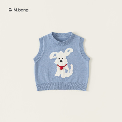 童裝男童馬甲春季新品毛線針織中小童無袖上衣可愛寶寶衣服