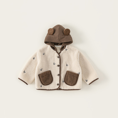 童裝秋款新品兒童上衣韓版撞色男童羊羔毛衣服針織帽女童外套