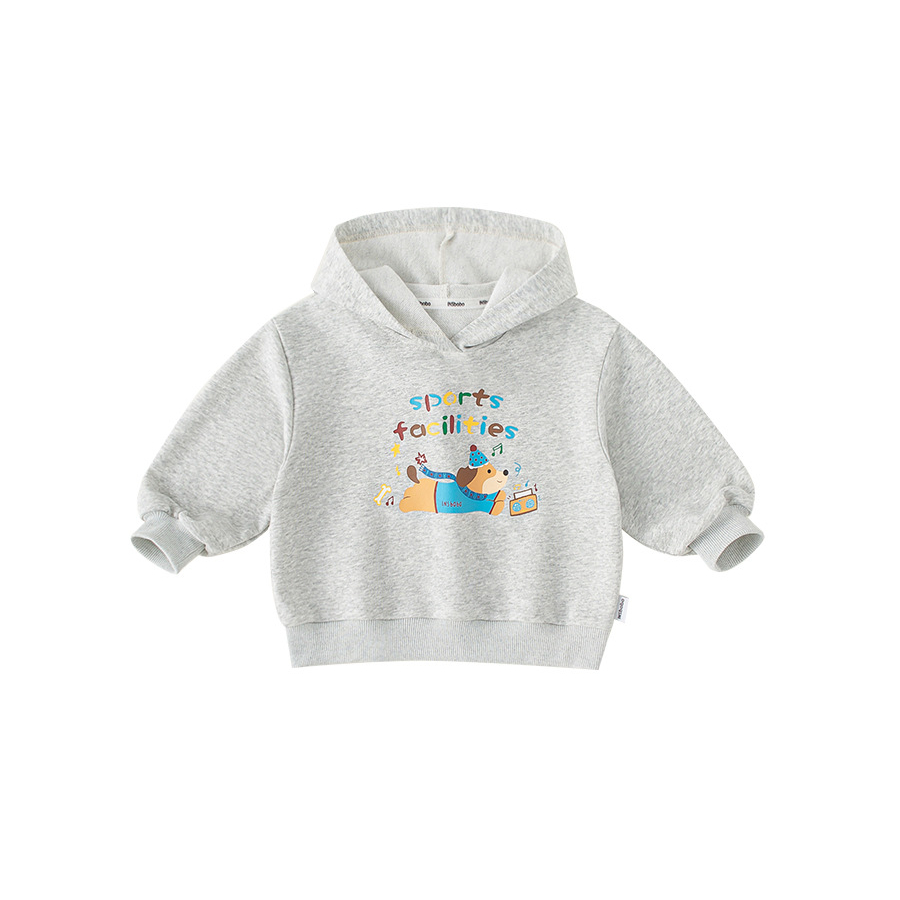 童裝兒童春款新品寬鬆長袖男童狗狗印花上衣女童連帽百搭衛衣