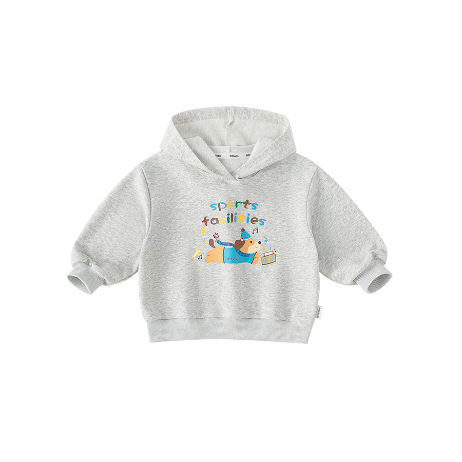 童裝兒童春款新品寬鬆長袖男童狗狗印花上衣女童連帽百搭衛衣