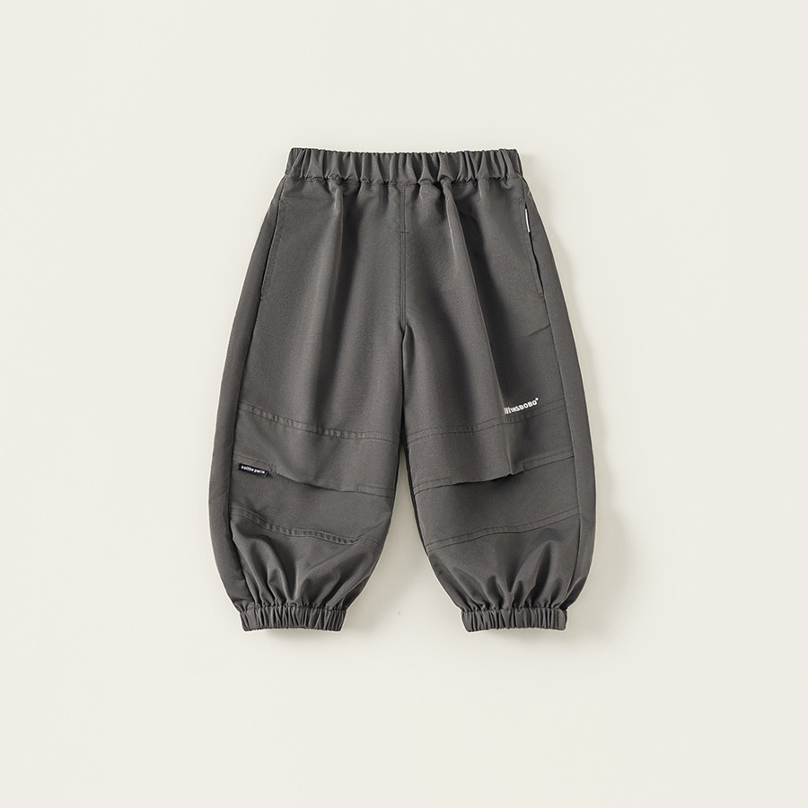 童裝秋季新款兒童褲子男童工裝褲純色休閒束腳褲男孩長褲