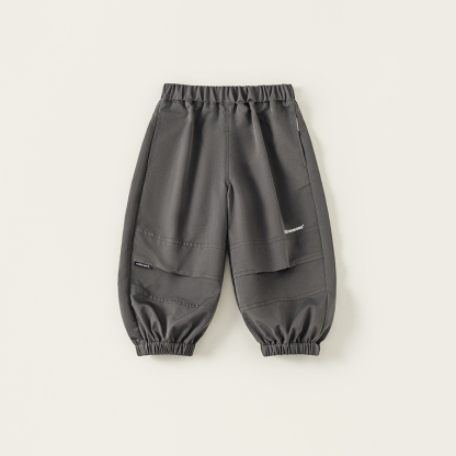 童裝秋季新款兒童褲子男童工裝褲純色休閒束腳褲男孩長褲