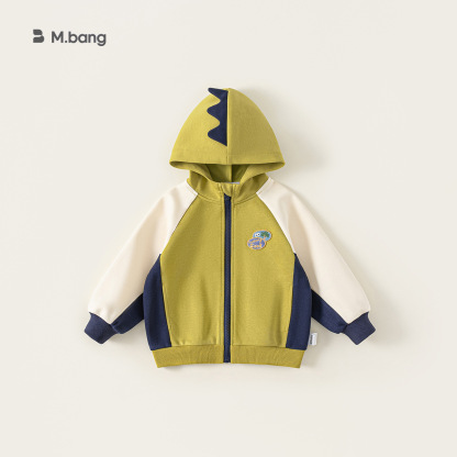 童裝中小童上衣男孩子運動風衛衣秋款撞色長袖男童連帽外套