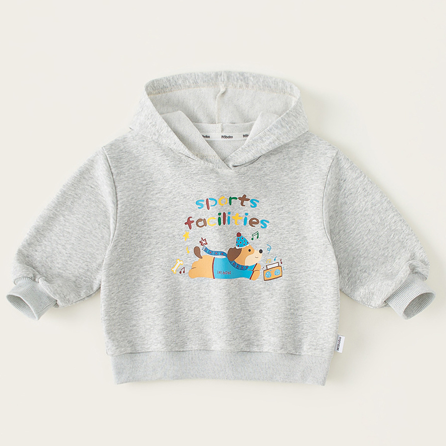 童裝兒童春款新品寬鬆長袖男童狗狗印花上衣女童連帽百搭衛衣