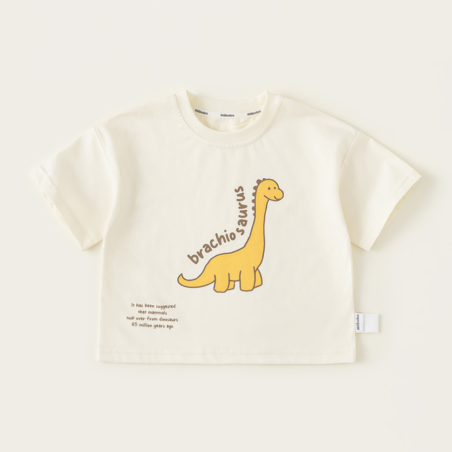 童裝夏款休閒童裝女童圓領寬鬆上衣T恤男童恐龍印花短袖