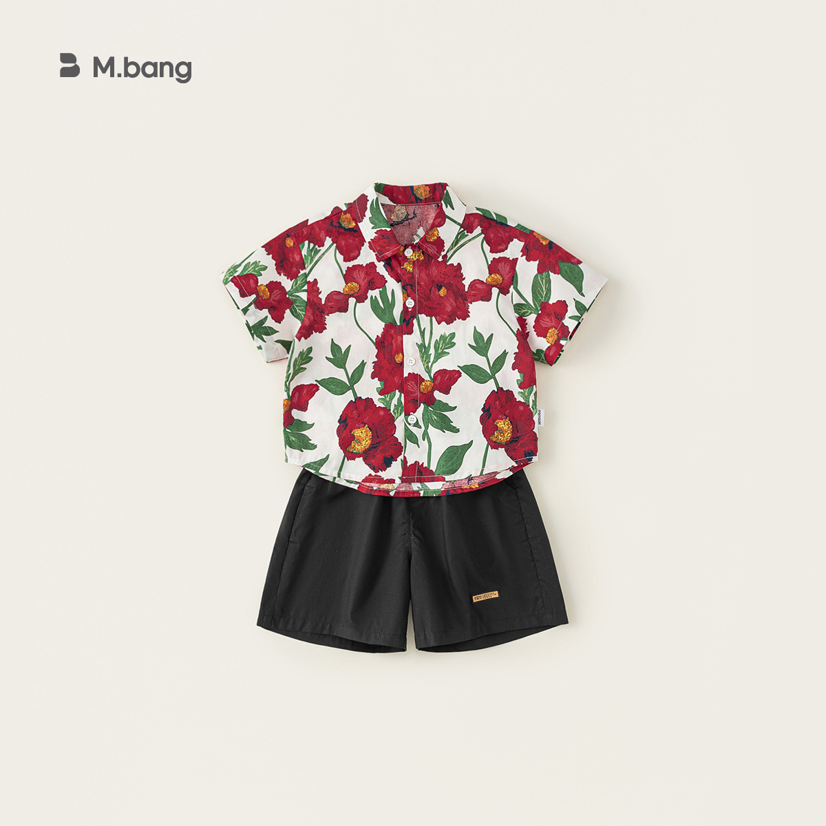 童裝男童夏裝套裝2025新款夏季帥氣兒童度假風短袖襯衫兩件套